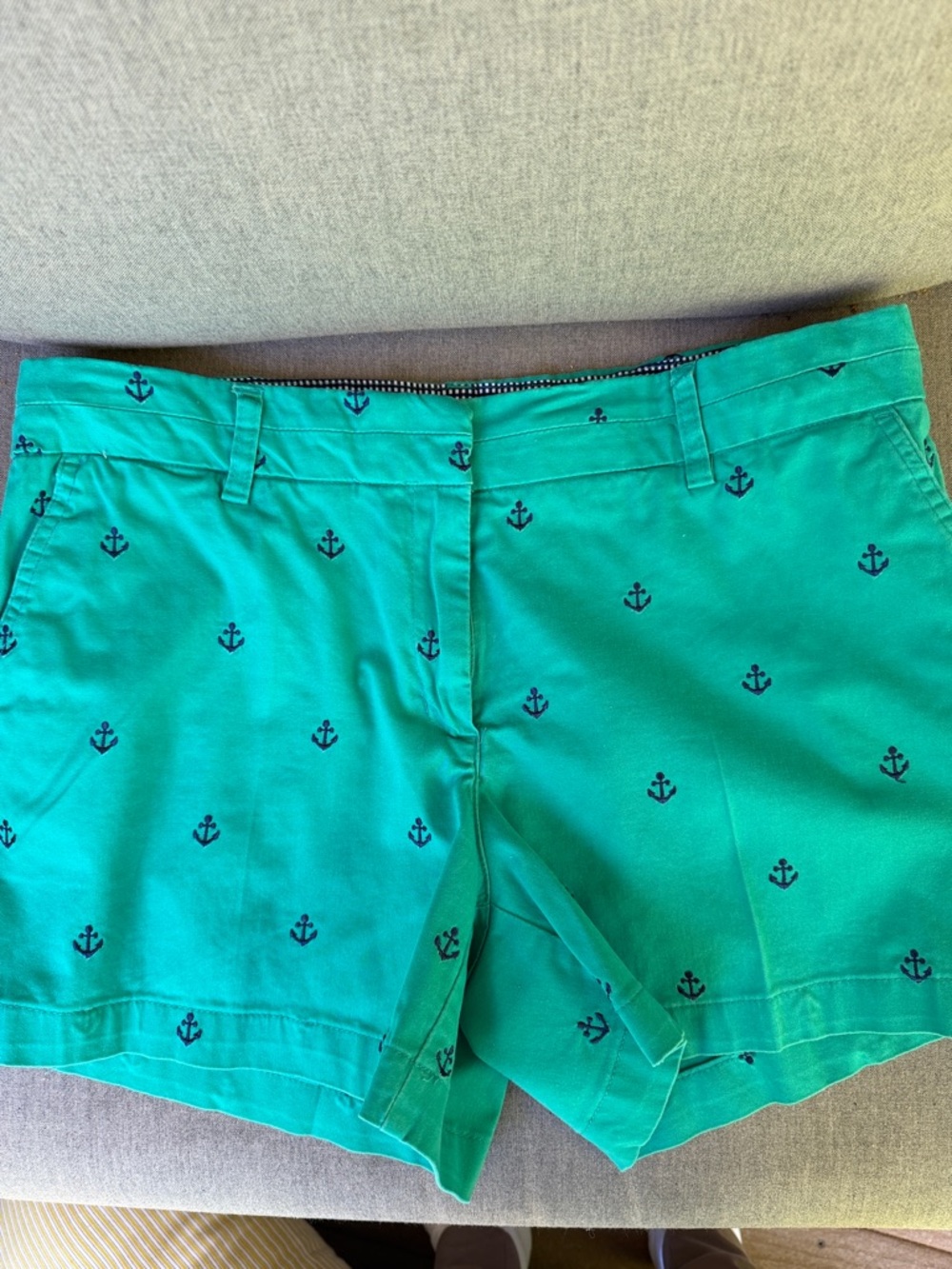 British Khaki Teal Embroidered Anchor Women's Shorts
